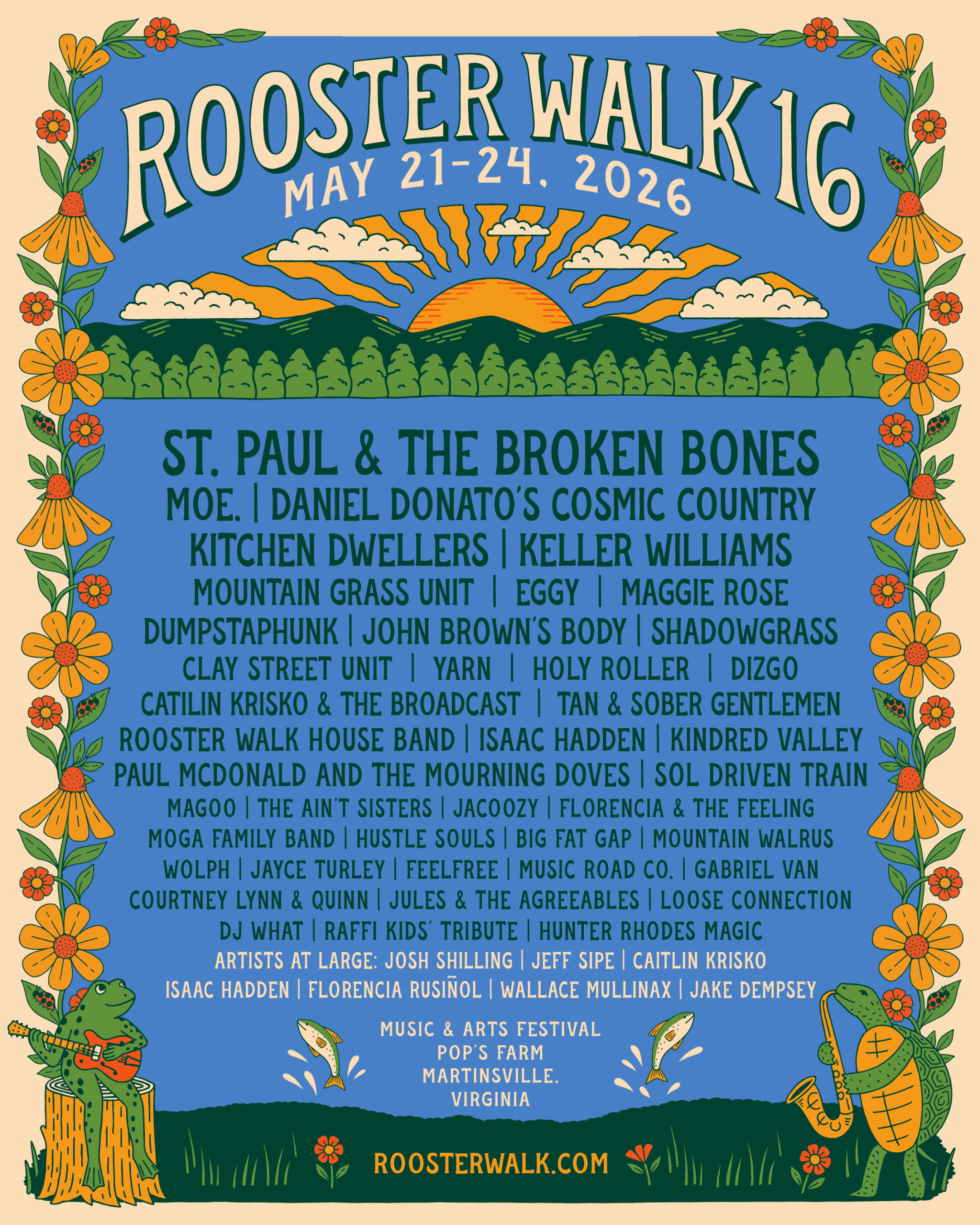 Rooster Walk Music and Arts Festival 2026 official poster