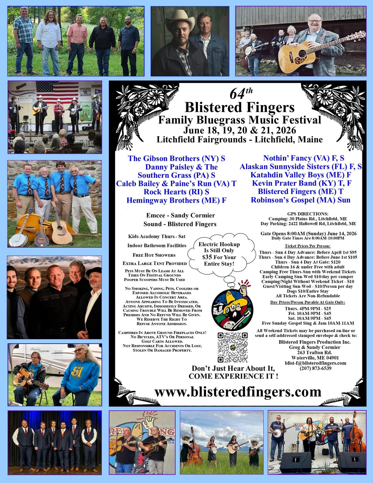Blistered Fingers Family Bluegrass Festival (June) 2026 official poster