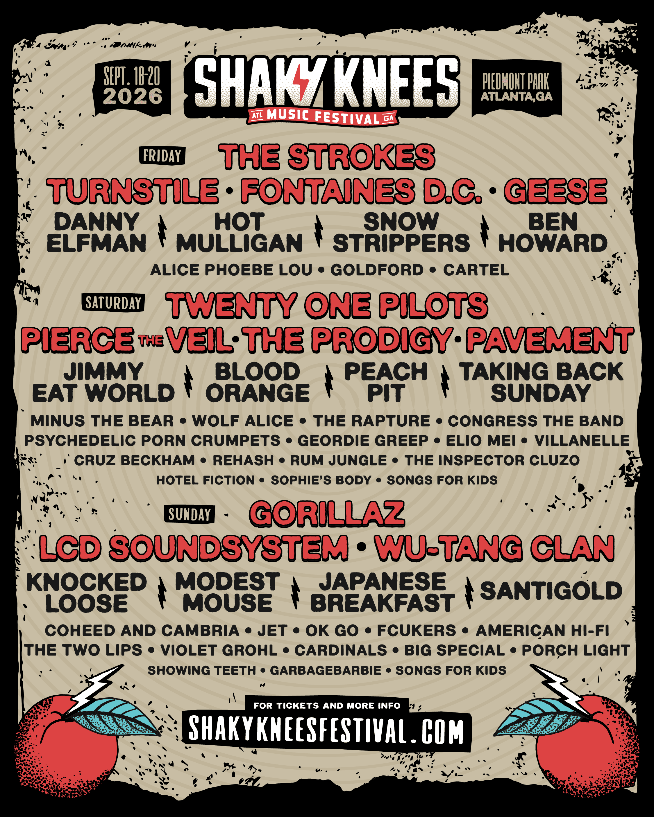 Shaky Knees Festival 2026 official poster