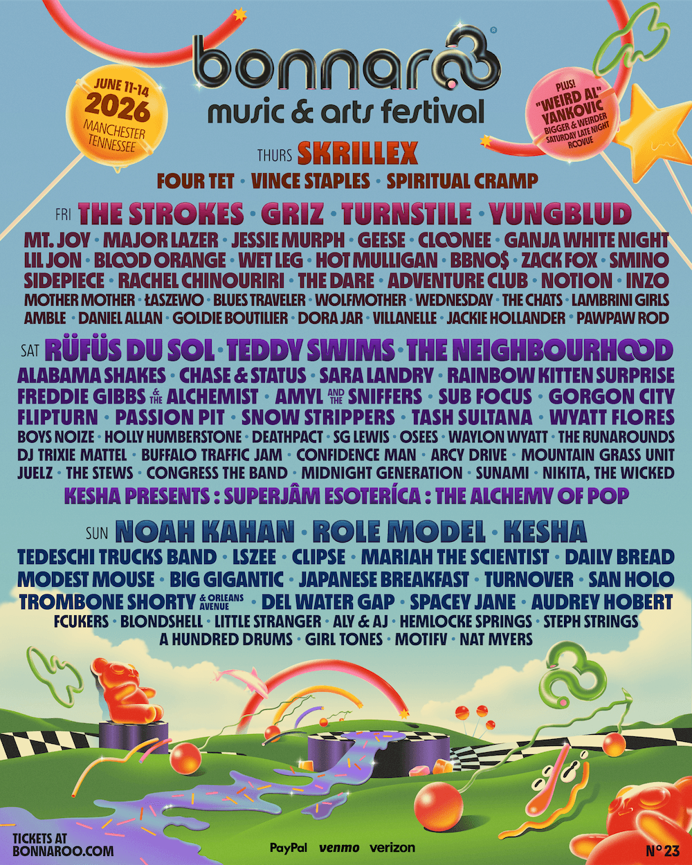 Bonnaroo Music & Arts Festival 2026 official poster