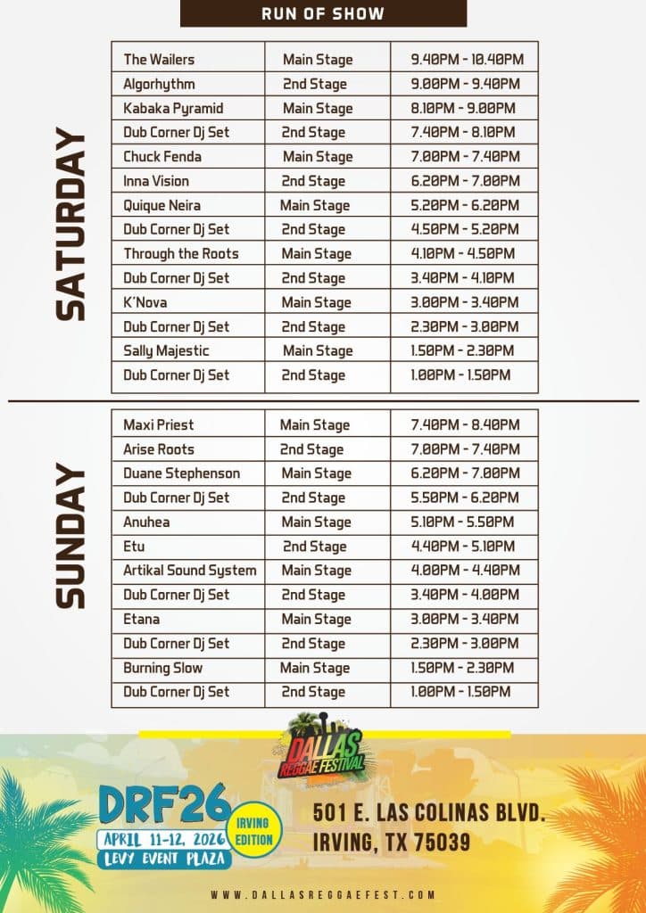 Dallas Reggae Festival 2026 official poster