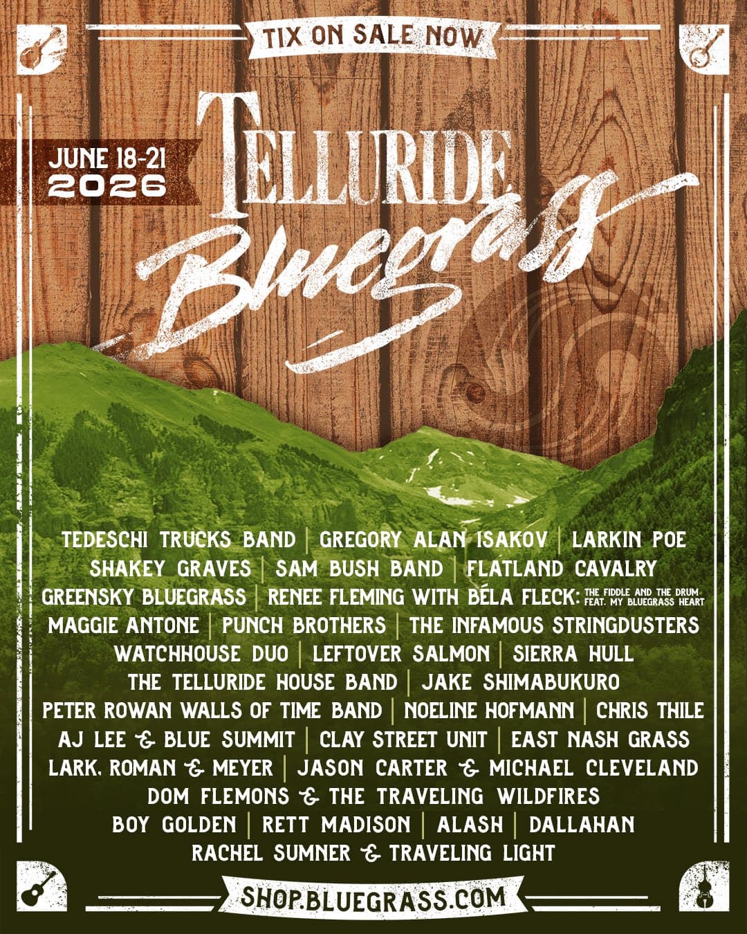 Telluride Bluegrass Festival 2026 official poster