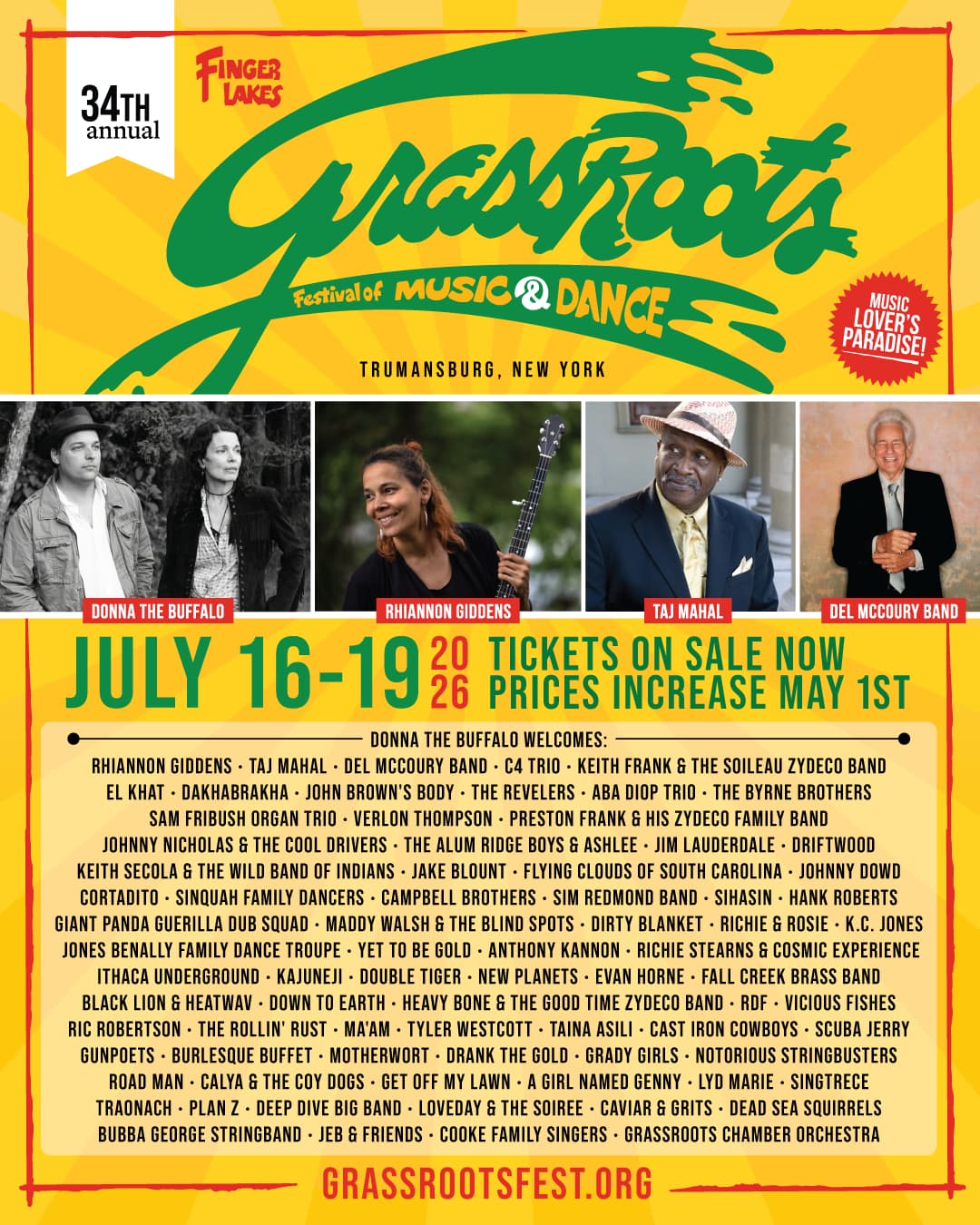 Finger Lakes GrassRoots Festival of Music & Dance 2026 official poster