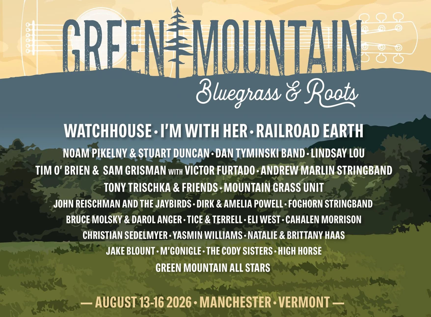Green Mountain Bluegrass and Roots Festival 2026 official poster