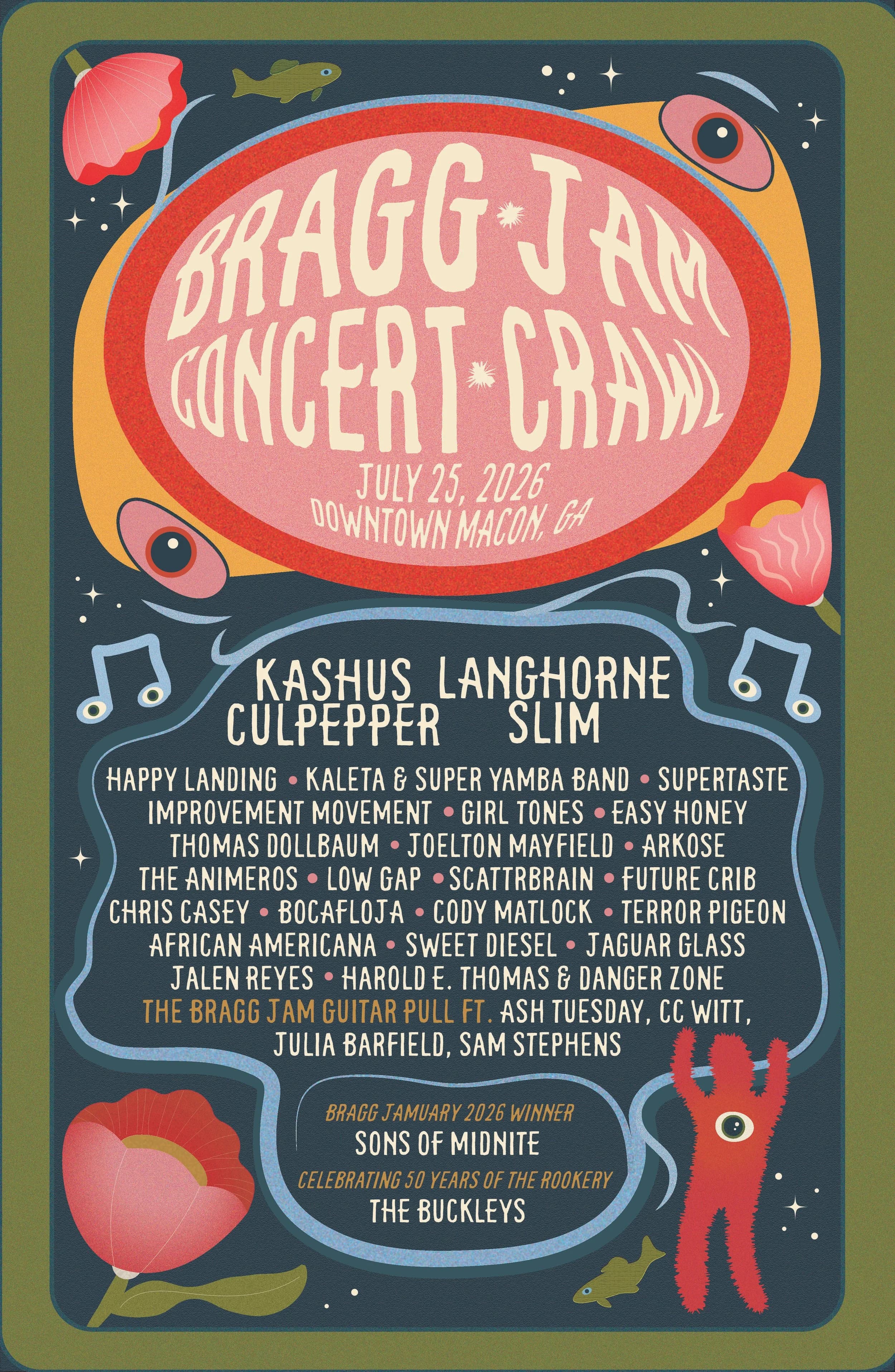 Bragg Jam Concert Crawl 2026 official poster