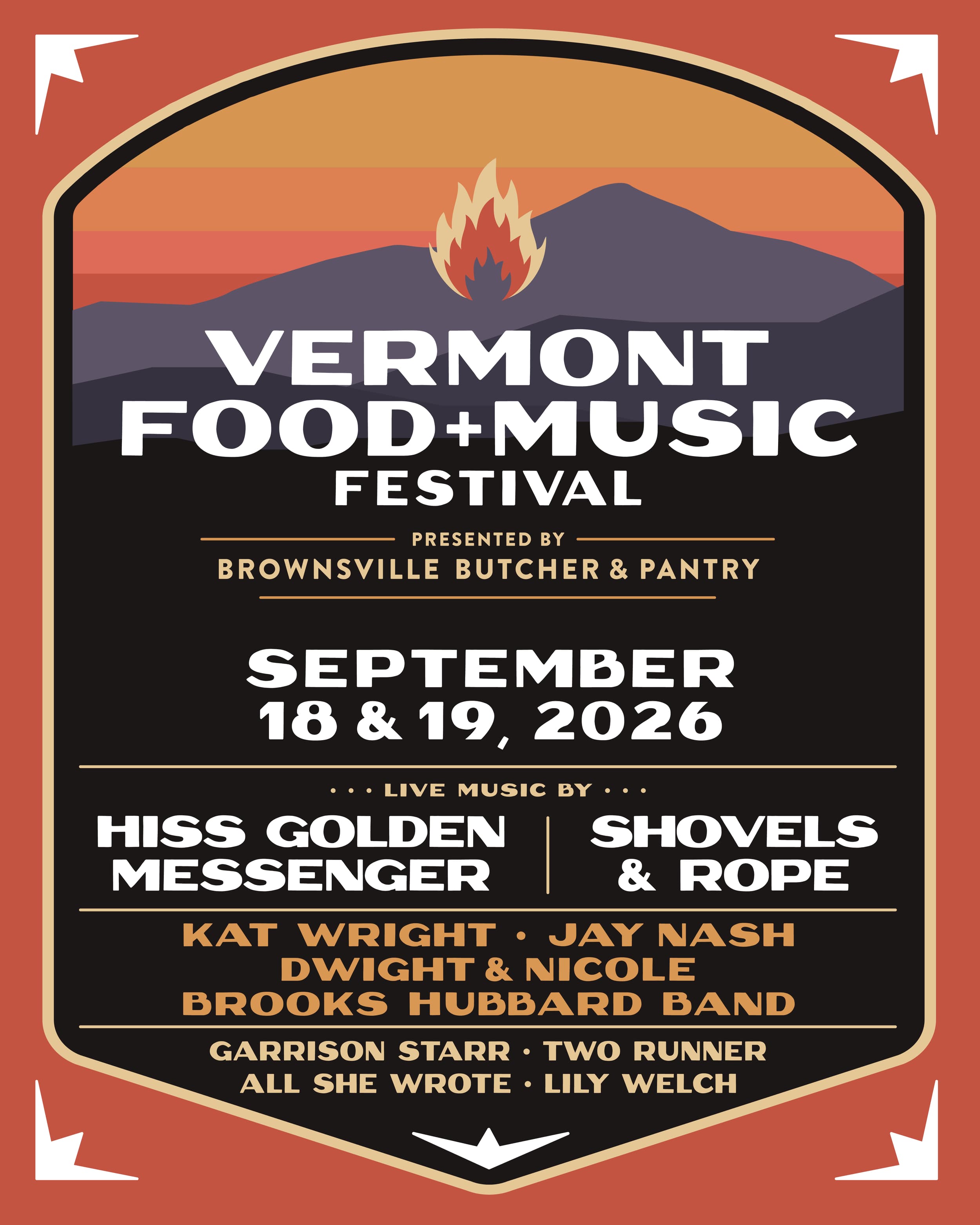 Vermont Food + Music Festival 2026 official poster