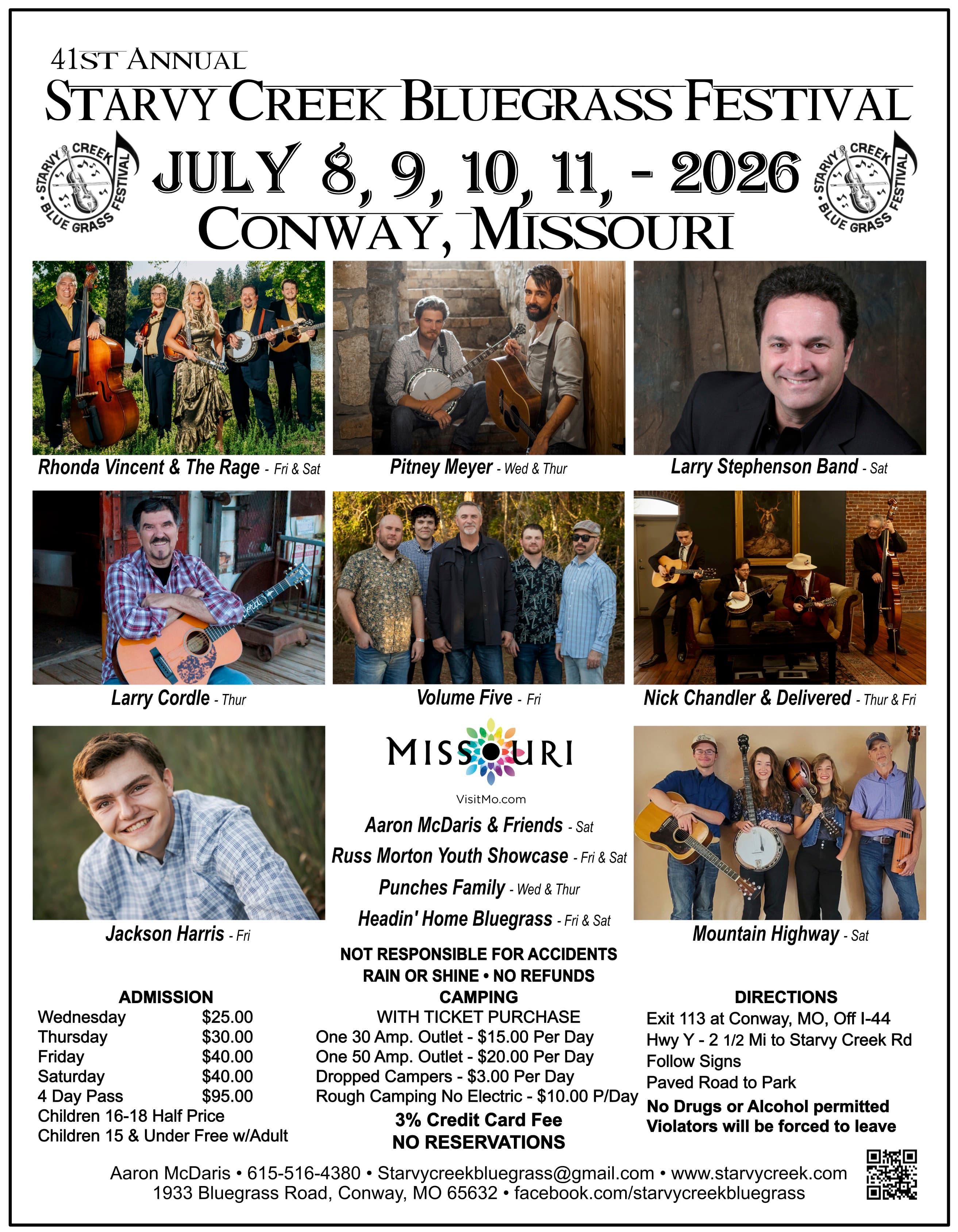 Starvy Creek Summer Bluegrass Festival 2026 official poster