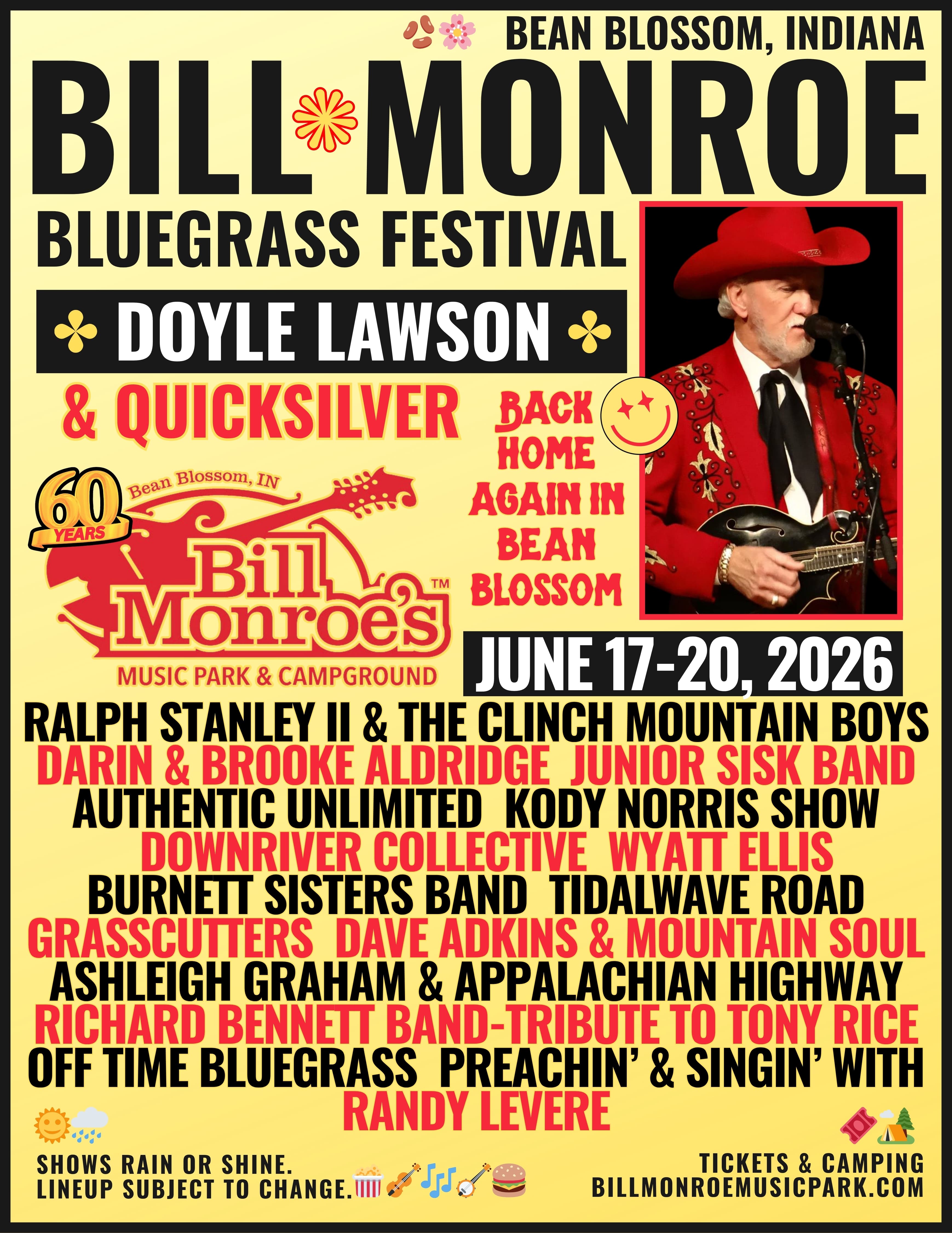 Bill Monroe's Bluegrass Festival 2026 official poster