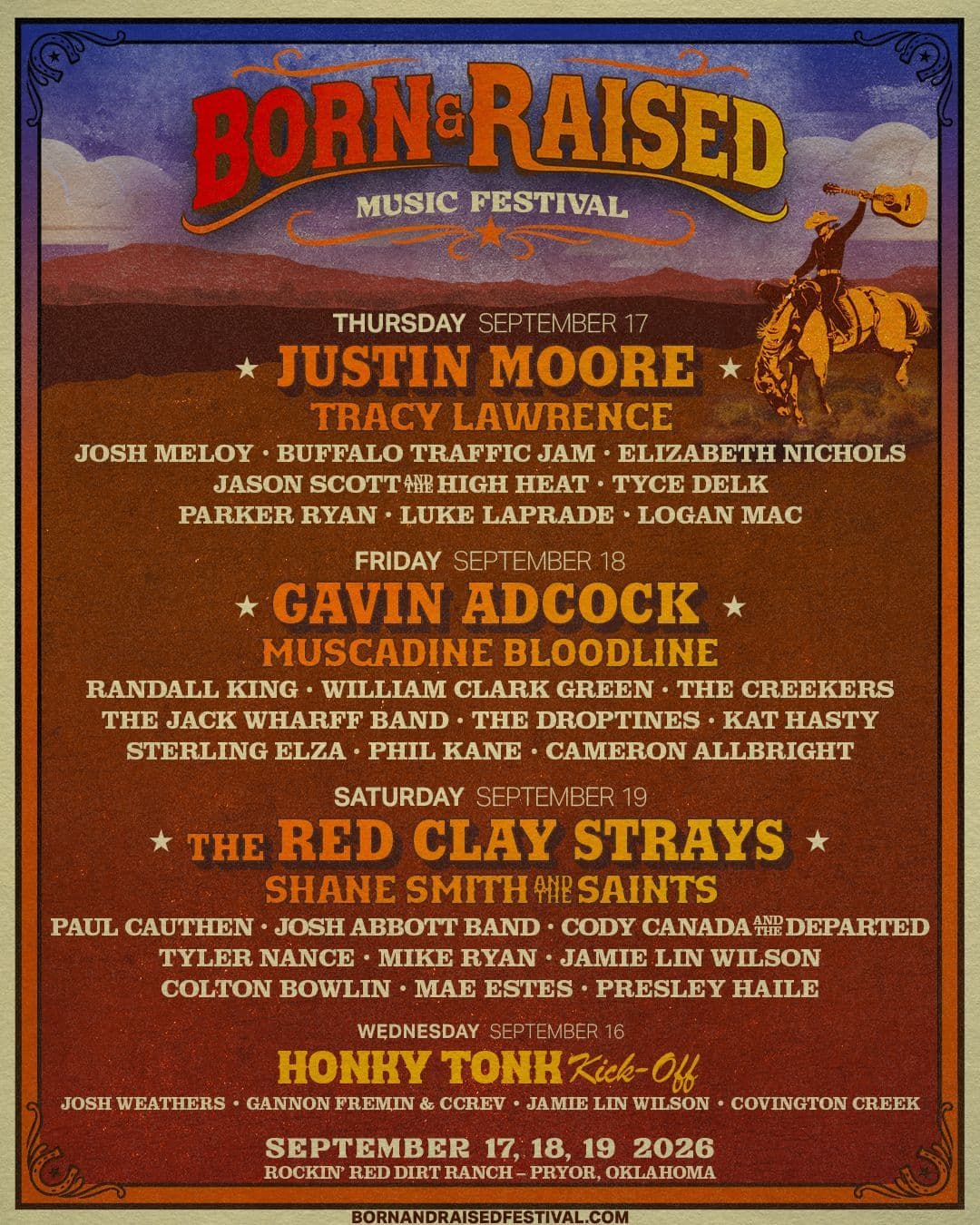 Born & Raised Music Festival 2026 official poster