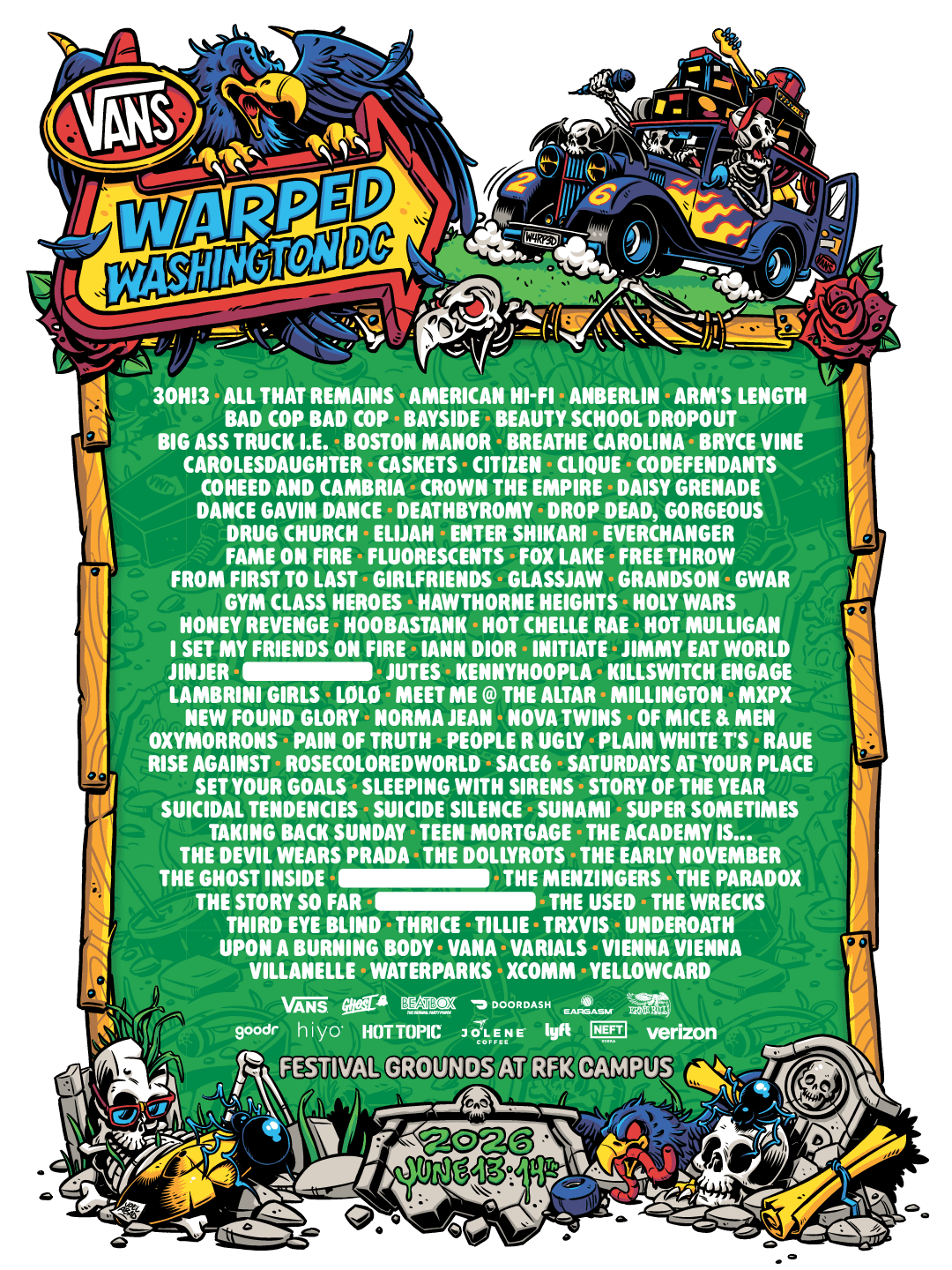 Vans Warped Tour DC 2026 official poster