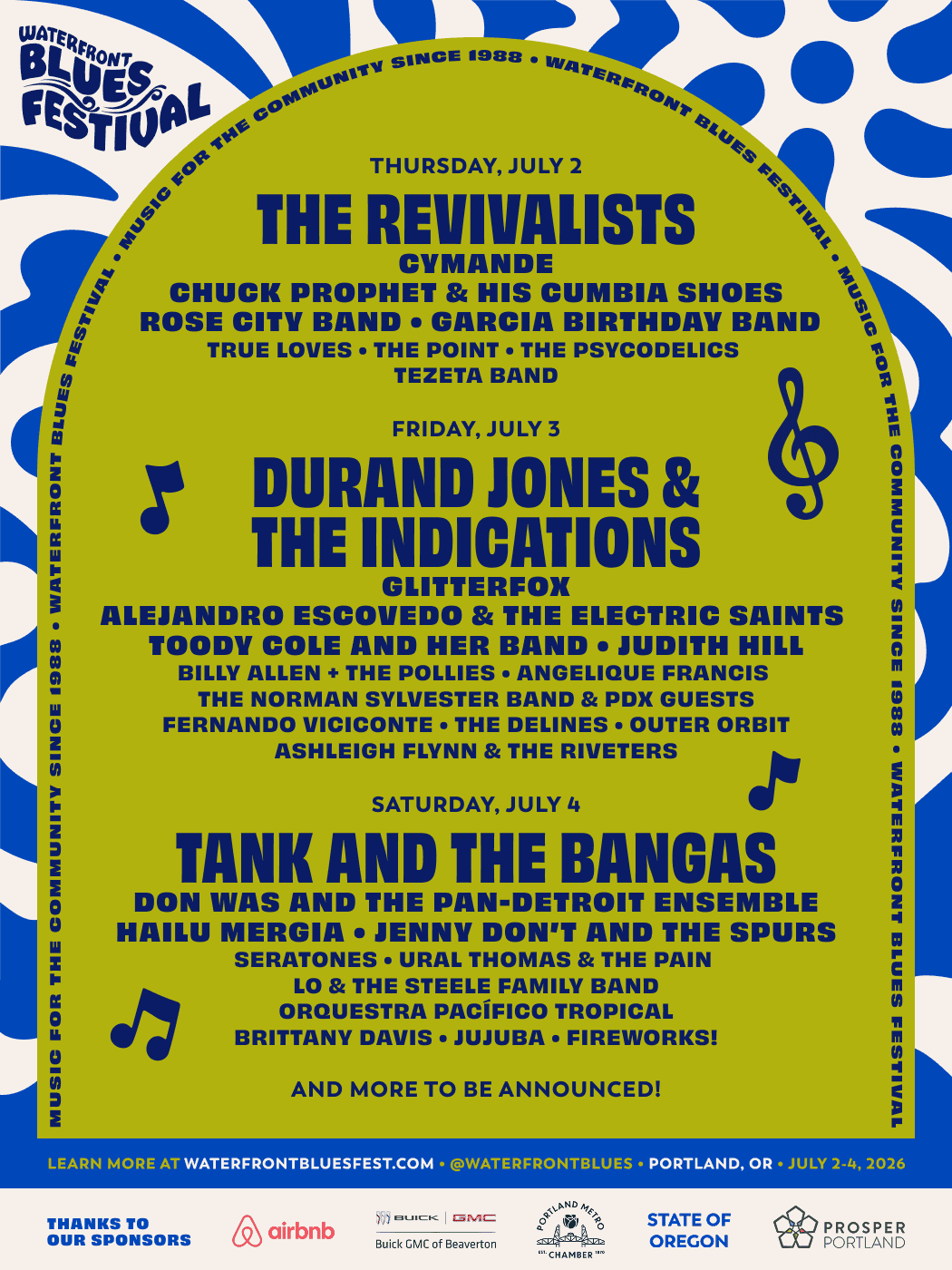 Waterfront Blues Festival 2026 official poster